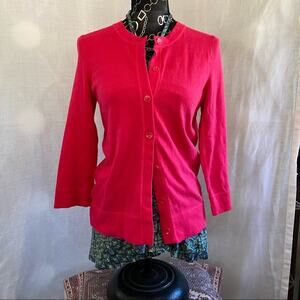 Eddie Bauer S Hot Pink‎ T-Shirt Knit Cardigan 3/4 Sleeve Summer Sweater